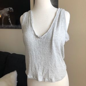 Joah Brown Knit Loose Tank Top V Neck Muscle Tee